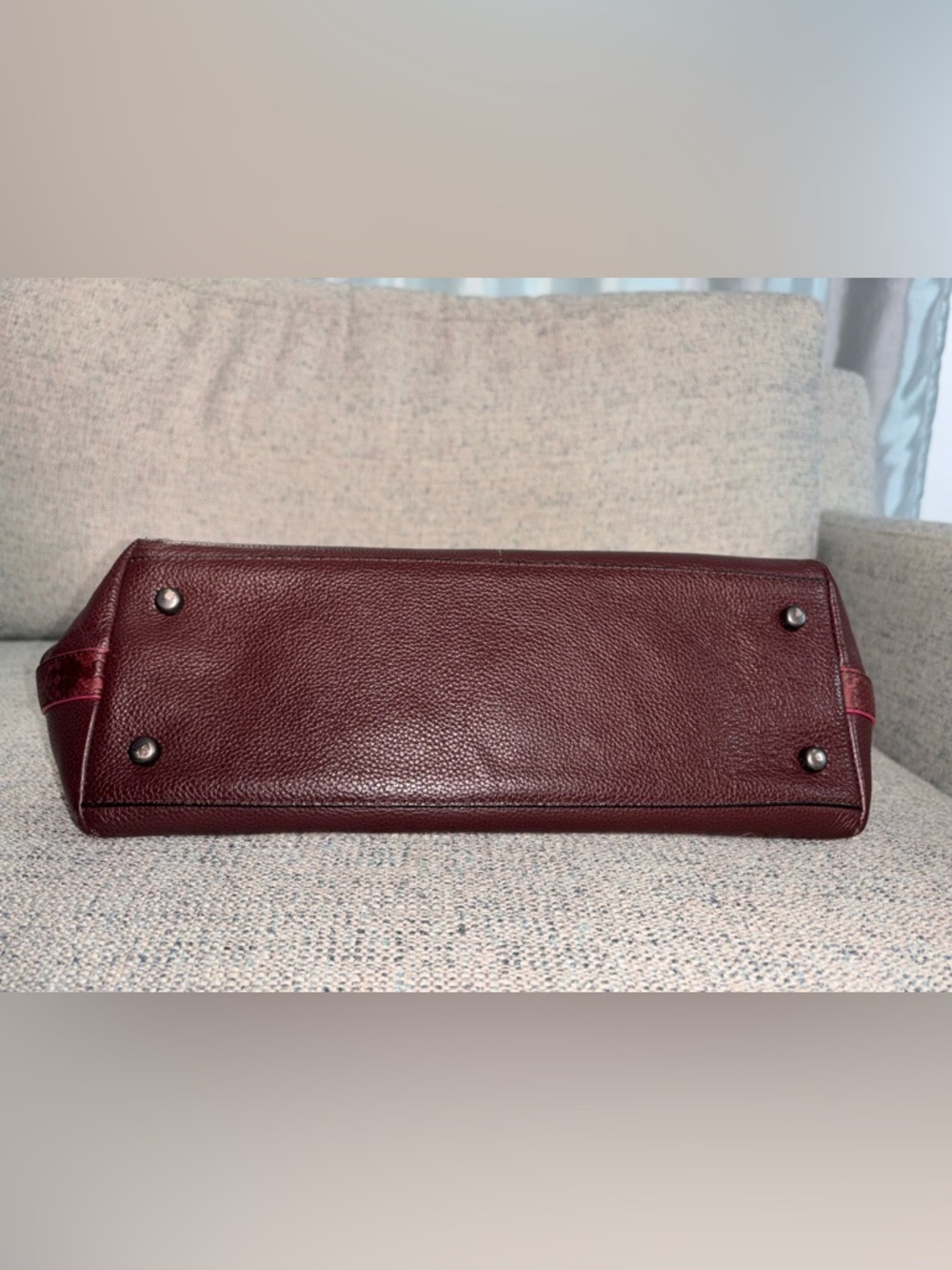 Coach Tyler Leather Tote Burgundy w/Purple/Snake Details, Crossbody Strap - Picture 10 of 16